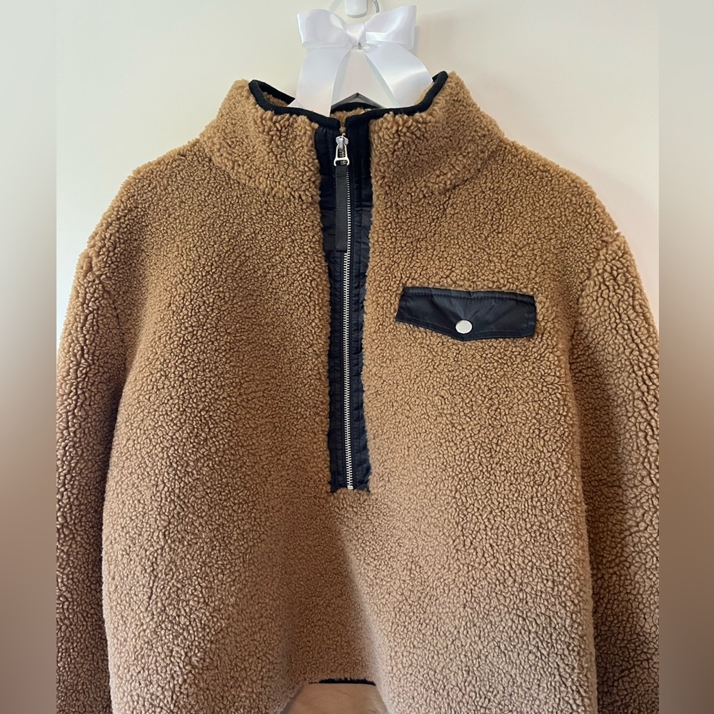 Pistola Tan Teddy Jacket with Black Detail
